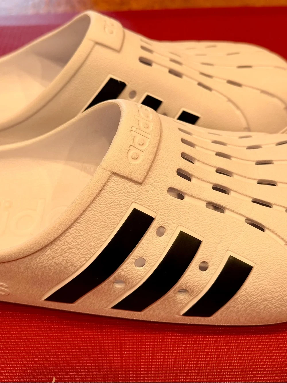 Adidas Adilette Clogs Men’s 11 Women 12 Black White Slides Water Sandals Shoes